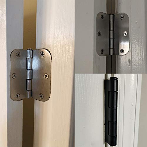 TDCHINGES Rounded Matte Black Door Hinges 3.5 Inch 5/8" Radius Flat 30 Pack - color: Matte Black-Rounded, size: 30 Pack