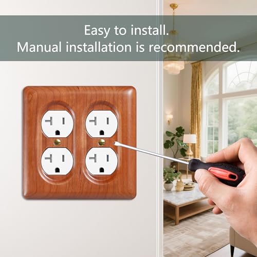 Cherry Electrical Outlet Covers Duplex Receptacle Natural Wood Wall Plate Cover - color: Cherry wood, size: Duplex Receptacle
