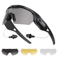 ONNAIS Safety Glasses ANSI Z87.1+ with Earplugs NRR 32dB - color: Black