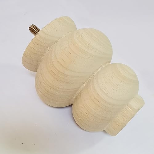 4 Inch Wooden Furniture Legs, Solid Wood Unpainted Replacement Furniture Legs, Ottoman/Loveseat Replacement Legs, Cabinet Legs/Desk/Sofa/Bookcase Round Bun Feet Set of 4 (4 Inch A) - size: 4 Inch A