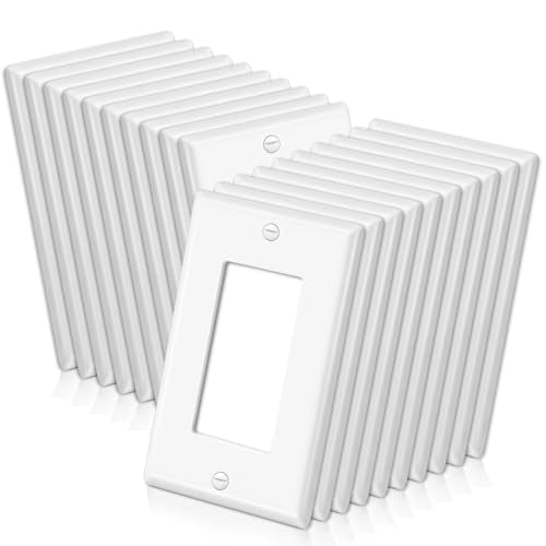 BESTTEN 20 Pack Decorator Wall Plates 1-Gang Electrical Cover Plate, White - size: 1 Gang 20PK