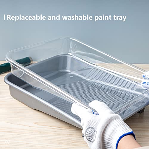 Mister Rui 9 Inch Paint Tray Set, 12 Pack with Tray Liners and Frame - color: 9 Inch, 12 Pack