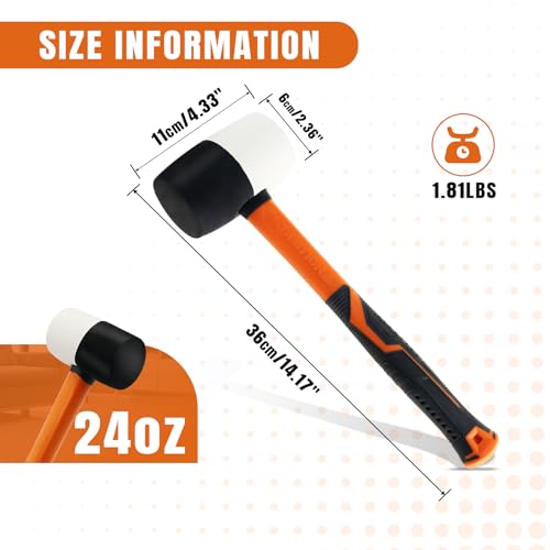 Rubber Mallet Hammer Flooring Mallets 24oz - size: 24 oz