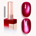 Double Rhythm Jelly Glass Cat Eye Gel Polish with Magnet 15ML Holographic Glitter Shimmer Translucent Sheer Color Magnetic Nail Polish Salon DIY at Home (Cherry Rose-MC1362) - color: Ethereal Cherry