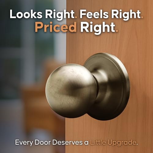 Copper Creek BK2020AB Ball Door Knob, Passage Function, 1 Pack, in Antique Brass - color: Antique Brass, size: 1 Pack, style: Passage