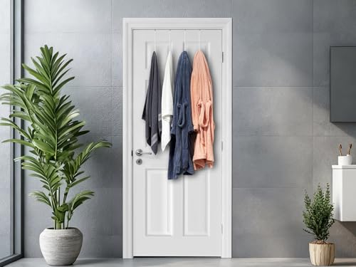 Single Long Over Door Steel Hooks 4 Pack Fit 1-3/8" Door 10" White - size: 10"Length