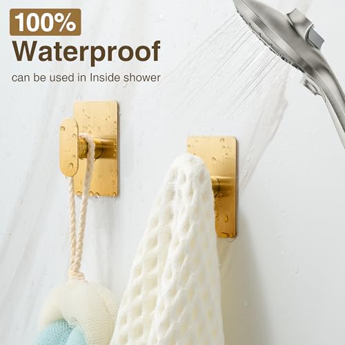 pickpiff Adhesive Towel Hooks: 20LB Extra Strong Wall Hanger, Gold 4 Pack - color: Glod, size: 4 Pack