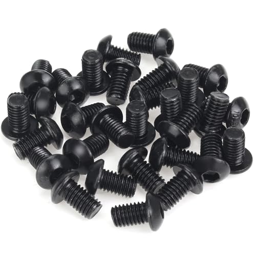 35 Pieces M6 x 10mm Button Head Socket Cap Screws, Thread Pitch 1.0mm, Sutemribor M6 Black Screws, 10.9 Grade Alloy Steel, Black Oxide Finish, Fully Threaded - size: M6 x 10mm, style: Button Head