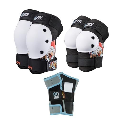 80SIX Multi-Sport Pad Set– Protective Gear for Skateboarding, Biking, Roller Skating, and Scooter - color: Greg Lutzka Signature Edition, size: 8+ Small/Medium