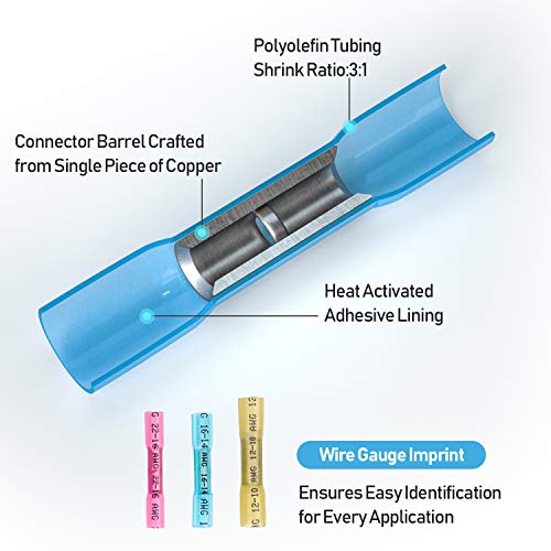 TICONN 400PCS Heat Shrink Butt Connectors, Crimp Wire Connectors Kit - size: Mix 400 PCS