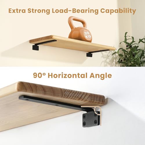 Mooche 4Pack Floating Shelf Brackets, Heavy Duty L Brackets Wall Mounted - color: Balck, size: 7.88*1.42 Inch
