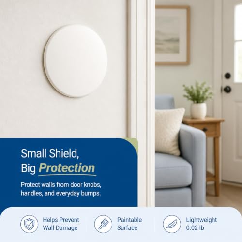 Prime-Line U 9271 Wall Protector, 5 In., Smooth Surface, Rigid Vinyl, White (Single Pack) | Self-Adhesive Backing, Single Pack - color: White
