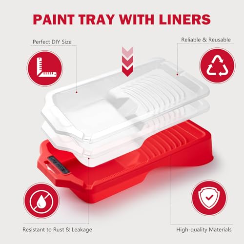Mister Rui Paint Tray 4 Inch, 11 Pack, Plastic Tray with 10 Liners - size: 4 Inch, 11 Pack