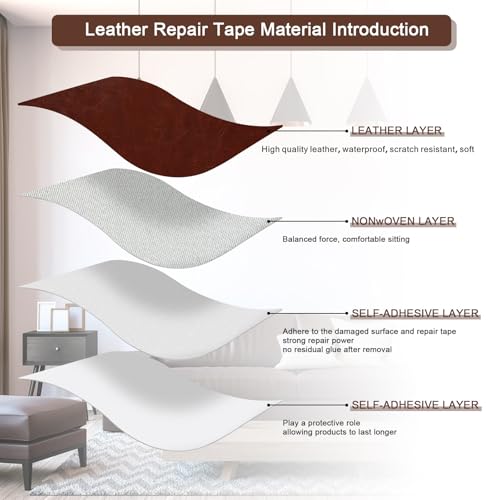 JDLUGH Leather Repair Patch Tape kit, 15x60 Inch, Dark Brown 3.0 - color: Dark Brown 3.0, size: 15x60 Inch