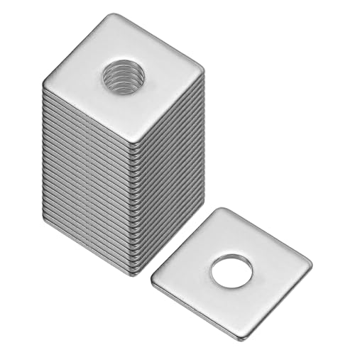 uxcell Square Washer, 25Pcs M6x20x20x1.5mm 304 Stainless Steel Square Plate Washer Flat Pad Spacer Gasket for Hardware Fastener - size: M6x20x20x1.4mm