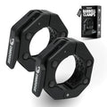 DMoose Fitness Barbell Clips 2 Inch (Pair) - Quick Release Olympic Barbell Clamps & Collars with Anti Slip TPR Grip for Secure Weightlifting and Powerlifting - Weight Clips for Bars at Home or Gym - color: Black V2, style: Non Magnetic