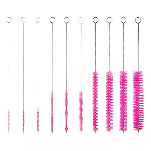 10" Extra Long Tube Cleaning Brush Set - 10 Pack - Pink - color: Pink, size: 10pk - 2mm 3mm 4mm 5mm 6mm 8mm 12mm 16mm 20mm 24mm