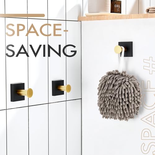 KOKOSIRI Robe Hooks Bath Towel Hooks for Wall Closet Kitchen Hanging Towels Bathroom Hardware Black with Gold Stainless Steel 3 Pack, B1016GDK-P3 - color: Black Gold, size: 3 Pack