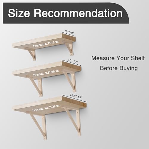 OVOV 4 Pack Wall Mount Wooden Shelf Brackets Triangle 7 Inch - color: Wood, size: 4pcs 7in