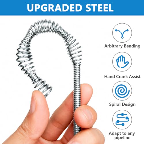 Drain Snake 5Set-33Ft Drain Clog Remover,62inch Heavy Duty Plumbing Snake,20inch Hair Clog Remover,Gloves for Bathtub,Toilet,Sewer,Kitchen Sink,Drainage Pipe(Blue) - style: 5SET Manual Heavy Duty