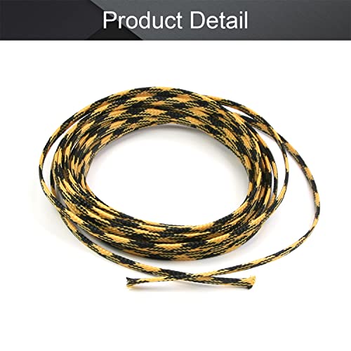 Othmro 5m/16.4ft PET Expandable Braid Organize & Protect Cable Sleeving Flexible Wire Mesh Sleeve Black Yellow,for TV Audio PC Cords Protect from Pets Chewing - color: Black Yellow, size: 4mmx5m