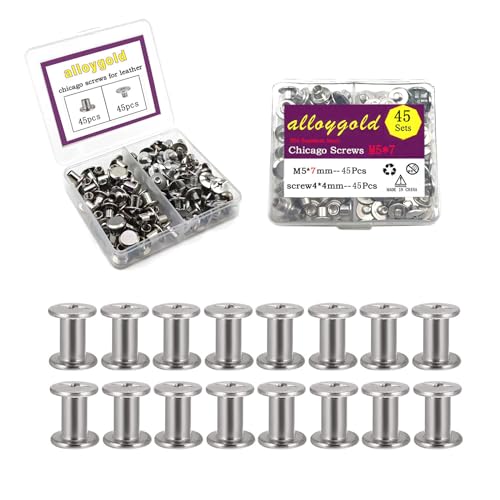 45 Sets Chicago Screws 304 Stainless Steel Binding Screws Rivet Book Binding DIY Leather Craft Assembly Bolt M5*7mm - color: 304 stainless steel, size: M5*7mm