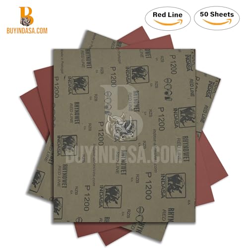 INDASA Rhynowet Red Line Wet Dry Sanding Sheets 9 x 11 Inch 100 Grit Waterproof Latex Backing Abrasive Paper for Wood Metal Automotive Surface Prep Pack of 50 - size: 100-Grit 9"x11"