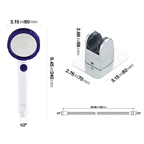 KAIYING RV & Camper High Pressure Handheld Shower Head with Pause Button - color: White & Blue