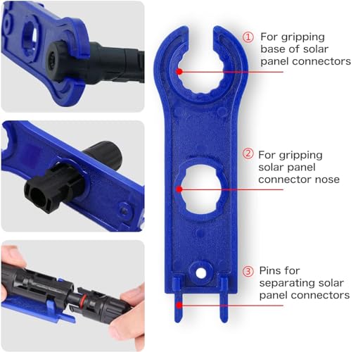 Solar Panel Crimping Tool,Crimping Tool Kit with 10PCS Connectors and 2PCS Spanner Wrench and 2PCS Y Solar Connectors and Solar Wire Crimping Tool for PV Cable - color: 10p Mc4+1p Mc-y+a Crimper+1p Spanner