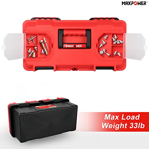 MAXPOWER Tool Box 16 inch, Plastic Small Tool Box with Latch Removable Tray - size: 16", style: 16" red