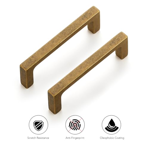 Ravinte Antique Brass Kitchen Cabinet Solid Handles,3-3/4 Inch,5 Pack - color: Antique Brass, size: 3-3/4 Inches Hole Center