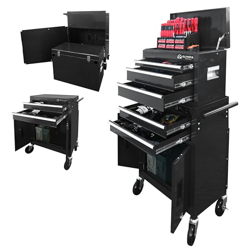 Olympia Tools Rolling Tool Cabinet with 5 Locking Drawers, Black, 20 Inch - size: 20IN Combo