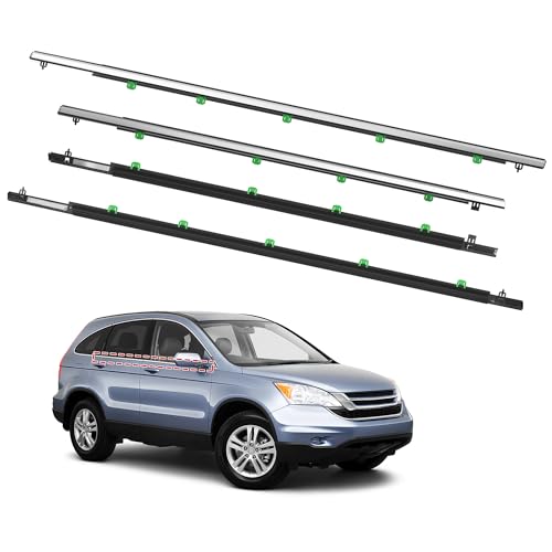 Window Molding Trim for 2007-2011 Honda CR-V 4-Door Sedan | 4PCS Chrome-plated Weatherstrip Rubber Seals, Replaces #72410-SWA-A01, High-rebound Buckle Design, Built-in Metal Layer - size: 2007-2011 Honda CRV