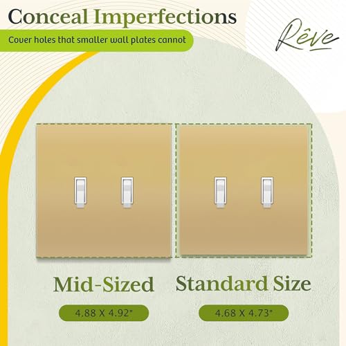 TG Mid-Size Screwless Double Toggle Light Switch Cover Plate, 2-Gang, Gold - color: Gold, size: 2 Gang