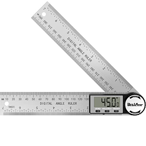 Digital Angle Finder Protractor, DEGLASERS Digital Protractor 7inch/200mm Stainless Steel Angle Measuring Tool with LCD Display for Carpenter/Woodworking (Battery Included)