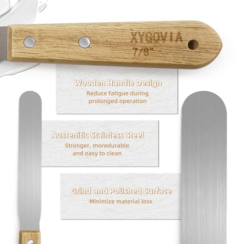 9-Piece Caulking Spatula with Wooden Handle, Professional Stainless Steel Caulk Tool Set Finishing Tools, Streamline Spatulas for Caulk Application - color: 9PCS