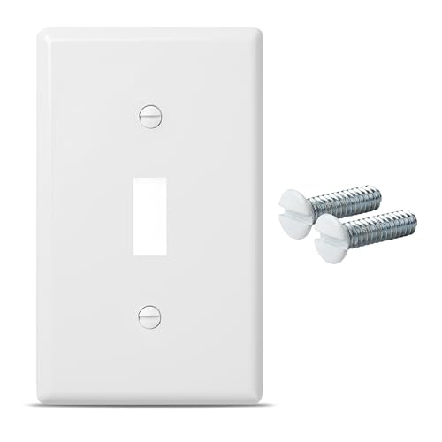 Bates- Light Switch Plates, 5 Pack, White, Light Switch Cover Plate, Single Switch Plate Cover - color: White, size: 5 Pack, Standard-Size