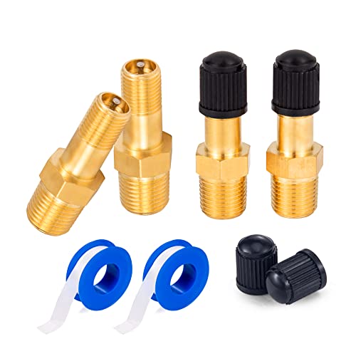 4PCS 1/8" NPT Tank Valve Anti-Corrosion Brass Schrader Valve with Standard Valve Core with 1/8'' NPT Male,Using with Air Compressor Tanks with Sealing Caps - size: 4PCS 1/8" NPT Tank Valve
