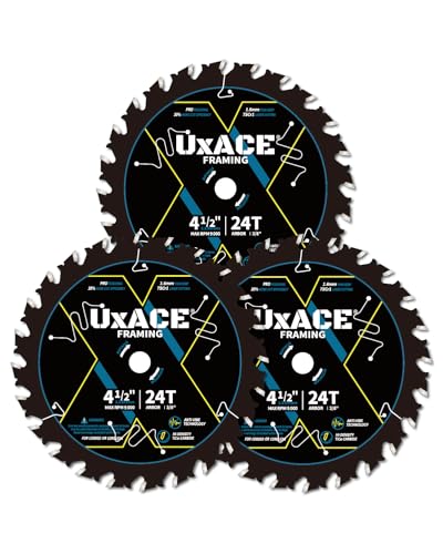 4-1/2-Inch 24-Tooth Circular Saw Blade with 3/8-Inch Arbor, Framing Wood Cutting, Carbide Tip, Thin Kerf, for Plywood, MDF, OSB, Laminated, 3 Pack - size: 4-1/2", 3/8'' Arbor, 24T, 3pc