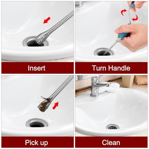 HARFINGTON Drain Augers 5ft Stainless Steel Hair Drain Cleaner Tool Blue - color: Blue, size: 1.4m