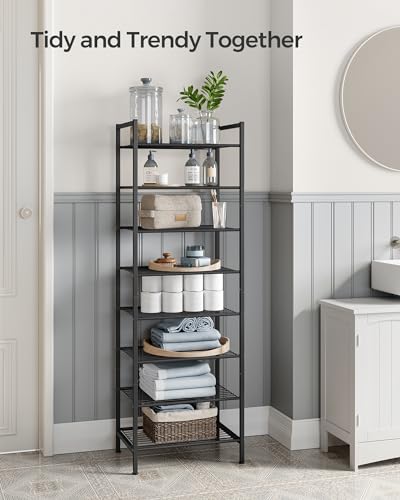 SONGMICS 8-Tier Metal Shoe Rack, Vertical Shelf, Holds up to 18 Pairs - color: Black, size: 8 Tiers (12"D x 17.6"W)