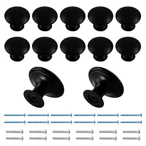 Black Cabinet Knobs 1.18" Diameter, 12 Pcs - color: Matte Black, size: 12 Pack