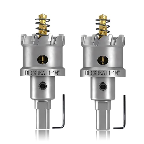 2-Pack 1-1/4" TCT Hole Saws for Hard Metal, Heavy Duty 32mm Tungsten Carbide Tipped Hole Cutters Set with Spring-Loaded Pilot Drill Bits for Stainless Steel, Metal, Iron, and Plastic - size: 1-1/4" (32mm)