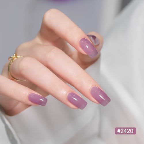 GAOY Mizzle Jelly Gel Nail Polish Set, 6 Colors Milky White Blue Purple | Buildable Color, UV Lamp Required, Long Lasting, Easy to Apply, Blooming Effect, Salon Manicure at Home - color: Mizzle