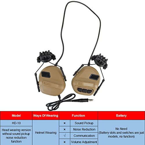 ATAIRSOFT Tactical Airsoft Headset with Microphone Waterproof Hunting Shooting Headphones Earmuff No Noise Reduction Function - color: Tan