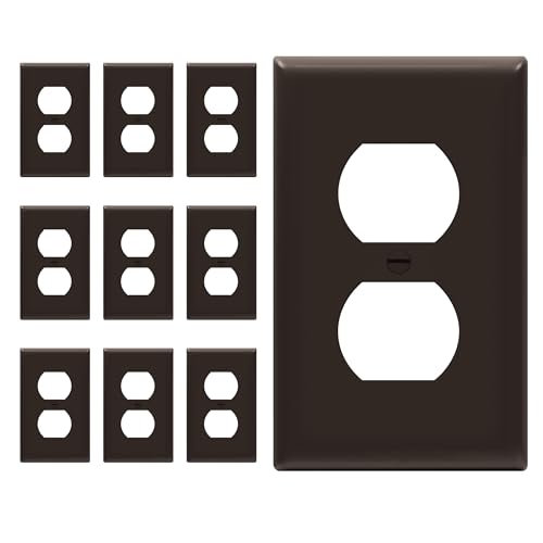ENERLITES 10 Pack Outlet Covers Wall Plate for Duplex Receptacle, Brown - color: Brown, size: Standard Size