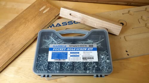 Massca Pocket Hole Screws Kit, 500 Wood Screws & Self Tapping Screws Set
