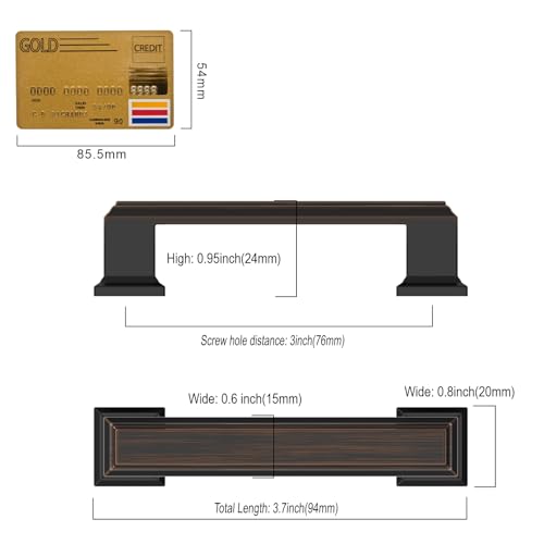 Amerdeco 10 Pack Oil Rubbed Bronze Cabinet Pulls 3" | Cabient Hardware Kitchen Cabinet Handles for Bathroom Drawer Pulls Dresser Pulls ZH0001 - color: Oil Rubbed Bronze, size: 3" hole center, style: 10 Pack