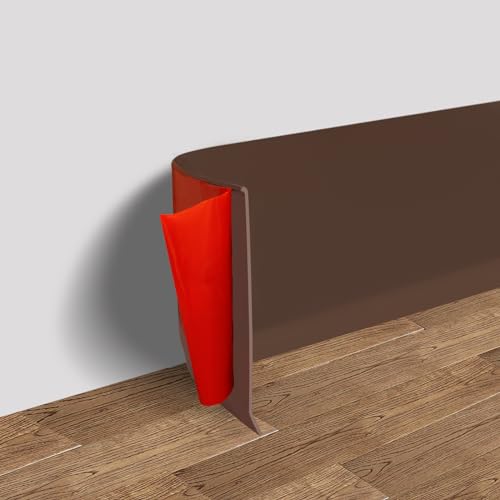 FONUNO Vinyl Wall Base Rubber Baseboard Molding Trim Self Adhesive 3" Wide - color: Brown, size: 3in x 40ft