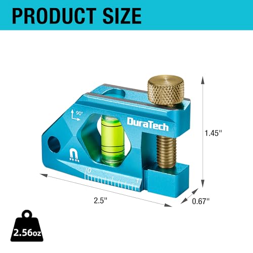 DURATECH 2.5-Inch Level, Magnetic Torpedo Level with 90° Bubbles, V-Groove - size: 2.5"